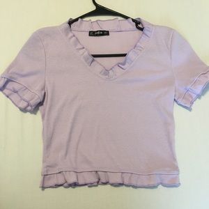 Purple cropped ruffle top